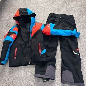 Spyder Kids Jacket and ski pants- Black, Orange, Blue